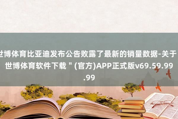 世博体育比亚迪发布公告败露了最新的销量数据-关于＂世博体育软件下载＂(官方)APP正式版v69.59.99