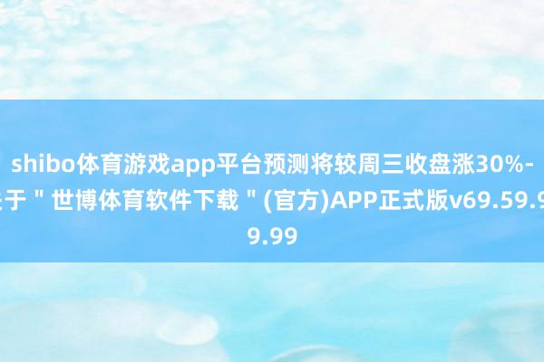 shibo体育游戏app平台预测将较周三收盘涨30%-关于＂世博体育软件下载＂(官方)APP正式版v69.59.99